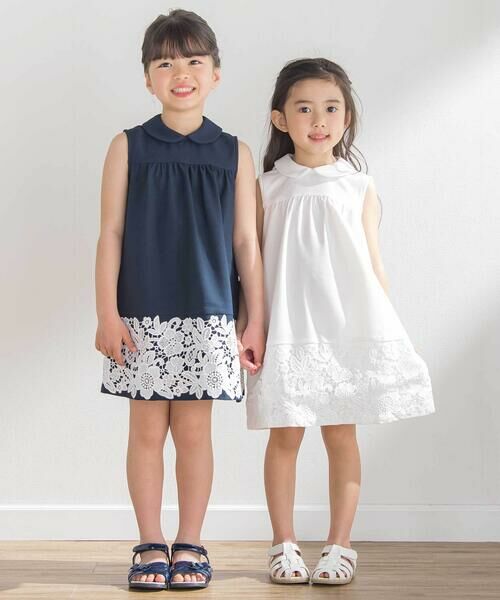 BeBe Petits Pois Vert / ベベ プチ ポワ ヴェール ミニ丈・ひざ丈ワンピース | 裾レース襟付きワンピース(95~150cm) | 詳細8