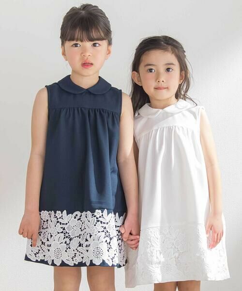 BeBe Petits Pois Vert / ベベ プチ ポワ ヴェール ミニ丈・ひざ丈ワンピース | 裾レース襟付きワンピース(95~150cm) | 詳細9