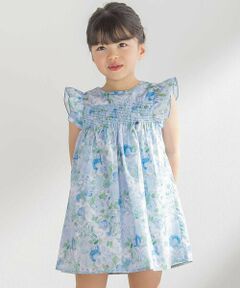BeBe Petits Pois Vert / ベベ プチ ポワ ヴェール ミニ丈・ひざ丈ワンピース | 花柄スモッキングワンピース(95~150cm)
