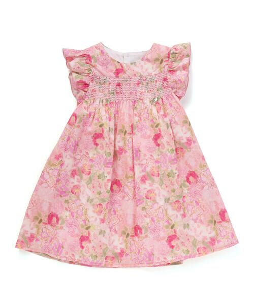 BeBe Petits Pois Vert / ベベ プチ ポワ ヴェール ミニ丈・ひざ丈ワンピース | 花柄スモッキングワンピース(95~150cm) | 詳細5