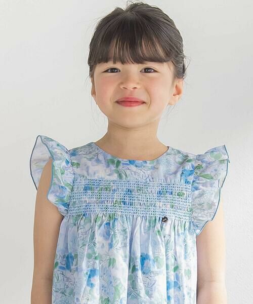BeBe Petits Pois Vert / ベベ プチ ポワ ヴェール ミニ丈・ひざ丈ワンピース | 花柄スモッキングワンピース(95~150cm) | 詳細8