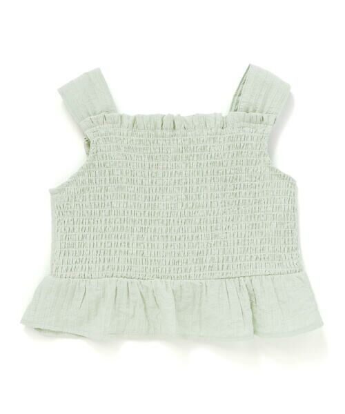 BeBe Petits Pois Vert / ベベ プチ ポワ ヴェール セットアップ | サッカーストライプリボンフリルセットアップ(95~150cm) | 詳細11