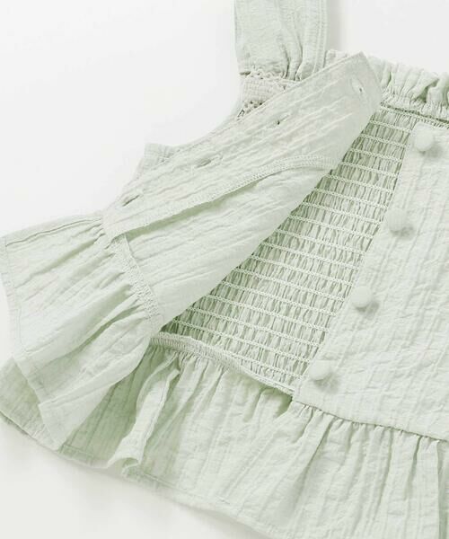 BeBe Petits Pois Vert / ベベ プチ ポワ ヴェール セットアップ | サッカーストライプリボンフリルセットアップ(95~150cm) | 詳細14