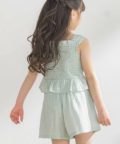 BeBe Petits Pois Vert / ベベ プチ ポワ ヴェール セットアップ | サッカーストライプリボンフリルセットアップ(95~150cm) | 詳細8
