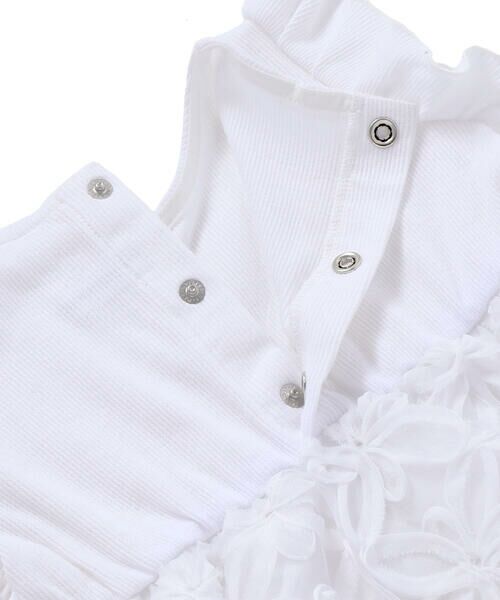 BeBe Petits Pois Vert / ベベ プチ ポワ ヴェール ミニ丈・ひざ丈ワンピース | 立体花レースノースリーブカーディガン+バルーンスカートワンピースセットベビー(80~90cm) | 詳細6