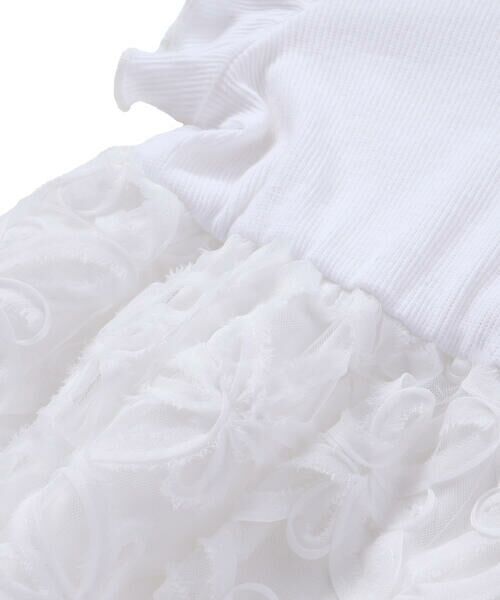 BeBe Petits Pois Vert / ベベ プチ ポワ ヴェール ミニ丈・ひざ丈ワンピース | 立体花レースノースリーブカーディガン+バルーンスカートワンピースセットベビー(80~90cm) | 詳細8