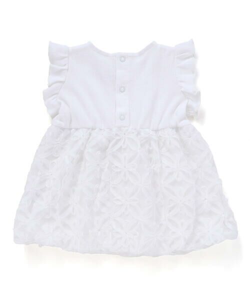 BeBe Petits Pois Vert / ベベ プチ ポワ ヴェール ミニ丈・ひざ丈ワンピース | 立体花レースノースリーブカーディガン+バルーンスカートワンピースセットベビー(80~90cm) | 詳細3