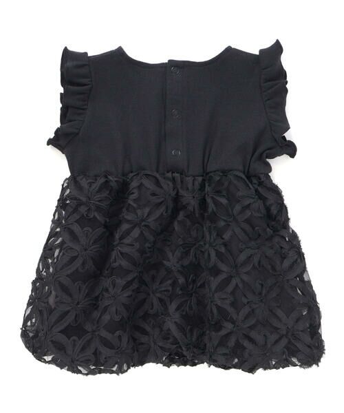 BeBe Petits Pois Vert / ベベ プチ ポワ ヴェール ミニ丈・ひざ丈ワンピース | 立体花レースノースリーブカーディガン+バルーンスカートワンピースセットベビー(80~90cm) | 詳細19