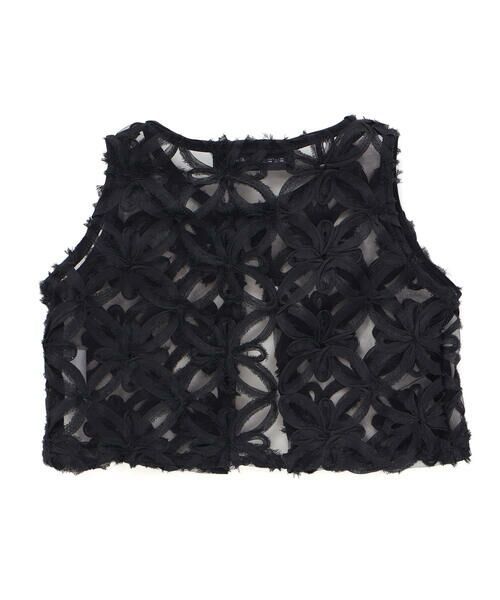 BeBe Petits Pois Vert / ベベ プチ ポワ ヴェール ミニ丈・ひざ丈ワンピース | 立体花レースノースリーブカーディガン+バルーンスカートワンピースセットベビー(80~90cm) | 詳細20