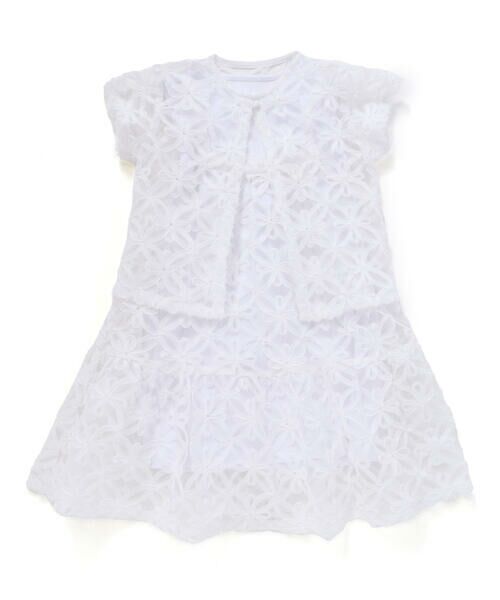 BeBe Petits Pois Vert / ベベ プチ ポワ ヴェール ミニ丈・ひざ丈ワンピース | 【お揃い】立体花レースのワンピース+ボレロ3点セット(95~150cm) | 詳細4