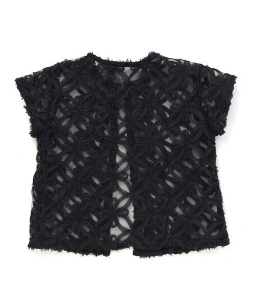 BeBe Petits Pois Vert / ベベ プチ ポワ ヴェール ミニ丈・ひざ丈ワンピース | 【お揃い】立体花レースのワンピース+ボレロ3点セット(95~150cm) | 詳細30