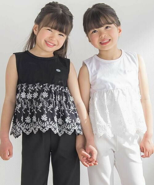 BeBe Petits Pois Vert / ベベ プチ ポワ ヴェール セットアップ | 立体花綿刺しゅうレースセットアップ(95~150cm) | 詳細3