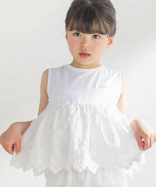 BeBe Petits Pois Vert / ベベ プチ ポワ ヴェール セットアップ | 立体花綿刺しゅうレースセットアップ(95~150cm) | 詳細4