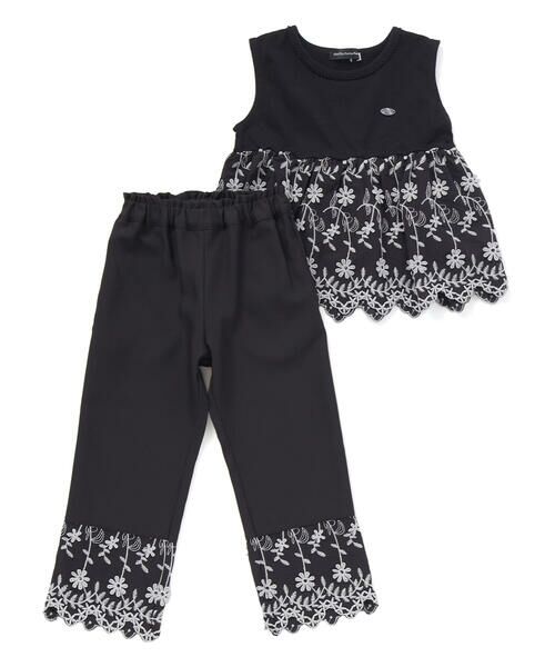 BeBe Petits Pois Vert / ベベ プチ ポワ ヴェール セットアップ | 立体花綿刺しゅうレースセットアップ(95~150cm) | 詳細12