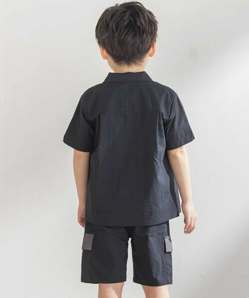 BeBe Petits Pois Vert / ベベ プチ ポワ ヴェール セットアップ | サガラワッペン半袖シャツ+ハーフパンツセットアップ(95~150cm) | 詳細2