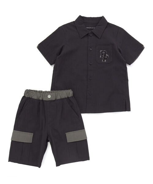 BeBe Petits Pois Vert / ベベ プチ ポワ ヴェール セットアップ | サガラワッペン半袖シャツ+ハーフパンツセットアップ(95~150cm) | 詳細5