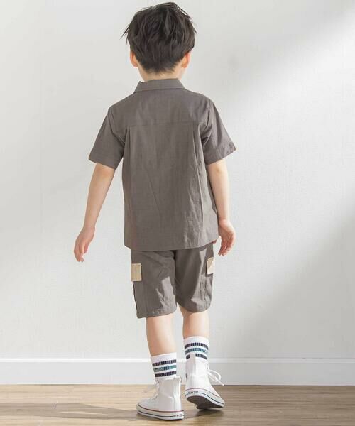 BeBe Petits Pois Vert / ベベ プチ ポワ ヴェール セットアップ | サガラワッペン半袖シャツ+ハーフパンツセットアップ(95~150cm) | 詳細10