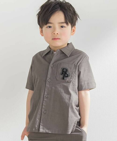 BeBe Petits Pois Vert / ベベ プチ ポワ ヴェール セットアップ | サガラワッペン半袖シャツ+ハーフパンツセットアップ(95~150cm) | 詳細12