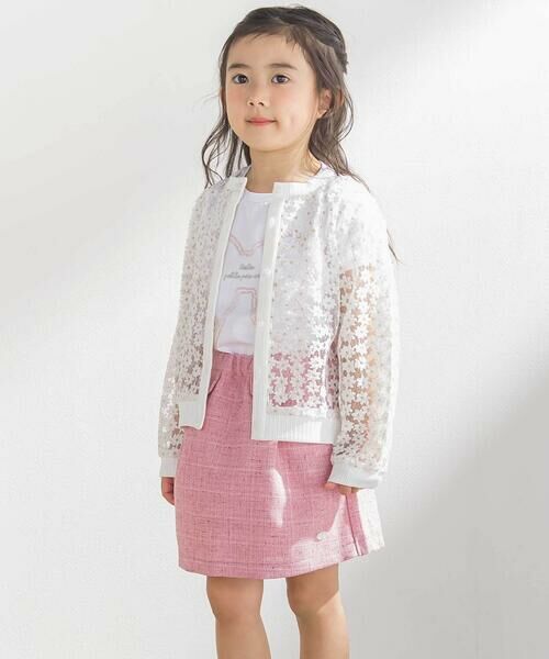 BeBe Petits Pois Vert / ベベ プチ ポワ ヴェール カーディガン・ボレロ | オーガンジー小花カーディガン(95~160cm) | 詳細2