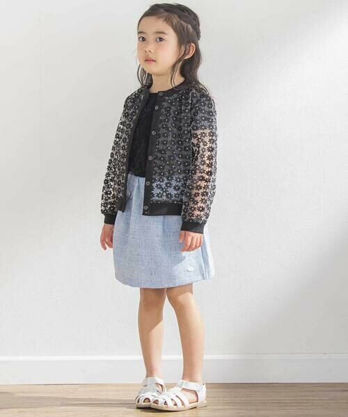 BeBe Petits Pois Vert / ベベ プチ ポワ ヴェール カーディガン・ボレロ | オーガンジー小花カーディガン(95~160cm) | 詳細12