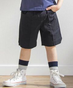 BeBe Petits Pois Vert / ベベ プチ ポワ ヴェール ショート・ハーフ・半端丈パンツ | フロントタック麻風ハーフパンツ(95~150cm)