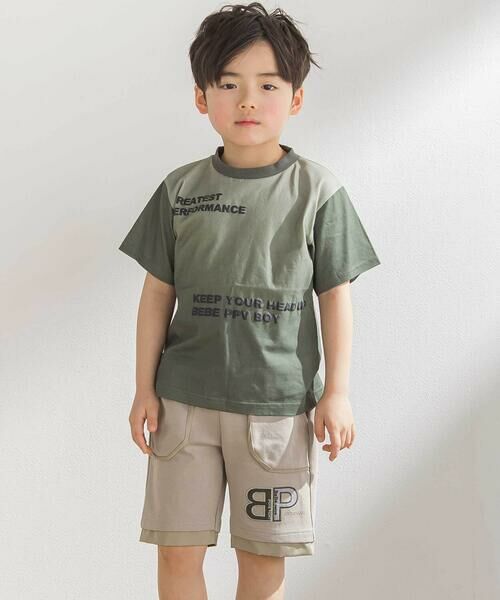 BeBe Petits Pois Vert / ベベ プチ ポワ ヴェール ショート・ハーフ・半端丈パンツ | 天竺xタフタ切替ショートパンツ(95~150cm) | 詳細4