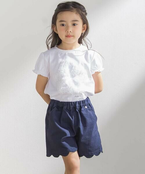 BeBe Petits Pois Vert / ベベ プチ ポワ ヴェール ショート・ハーフ・半端丈パンツ | 裾スカラップカラーデニムショートパンツ(95~160cm) | 詳細2