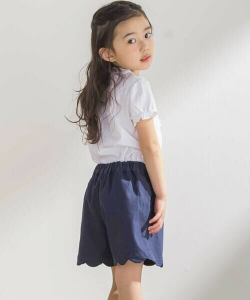 BeBe Petits Pois Vert / ベベ プチ ポワ ヴェール ショート・ハーフ・半端丈パンツ | 裾スカラップカラーデニムショートパンツ(95~160cm) | 詳細3