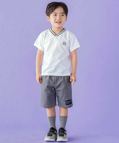 BeBe Petits Pois Vert / ベベ プチ ポワ ヴェール ショート・ハーフ・半端丈パンツ | デニム切り替えハーフパンツ(95~160cm) | 詳細3