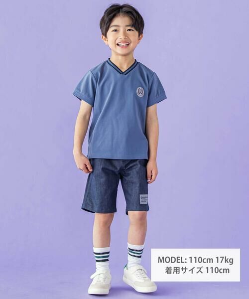 BeBe Petits Pois Vert / ベベ プチ ポワ ヴェール ショート・ハーフ・半端丈パンツ | デニム切り替えハーフパンツ(95~160cm) | 詳細4