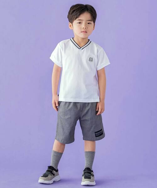 BeBe Petits Pois Vert / ベベ プチ ポワ ヴェール ショート・ハーフ・半端丈パンツ | デニム切り替えハーフパンツ(95~160cm) | 詳細8