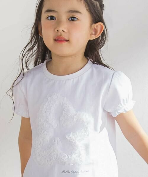 BeBe Petits Pois Vert / ベベ プチ ポワ ヴェール Tシャツ | オーガンジー花モチーフパフスリーブTシャツ(95~160cm) | 詳細3