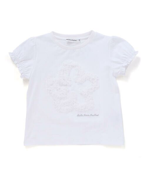 BeBe Petits Pois Vert / ベベ プチ ポワ ヴェール Tシャツ | オーガンジー花モチーフパフスリーブTシャツ(95~160cm) | 詳細4