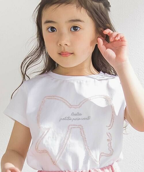BeBe Petits Pois Vert / ベベ プチ ポワ ヴェール Tシャツ | リボンモチーフ天竺Tシャツ(95~150cm) | 詳細2