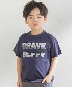 BeBe Petits Pois Vert / ベベ プチ ポワ ヴェール Tシャツ | サガラ刺しゅうロゴ天竺Tシャツ(95~150cm)