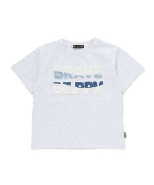 BeBe Petits Pois Vert/ベベ プチ ポワ ヴェール サガラ刺しゅうロゴ天竺Tシャツ(95~150cm) ホワイト系 130cm BeBe Petits Pois Vert/ベベ プチ ポワ ヴェール サガラ刺しゅうロゴ天竺Tシャツ(95~150cm) ホワイト系 130cm