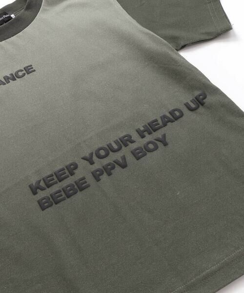 BeBe Petits Pois Vert / ベベ プチ ポワ ヴェール Tシャツ | メッセージプリント切り替え天竺Tシャツ(95~150cm) | 詳細14