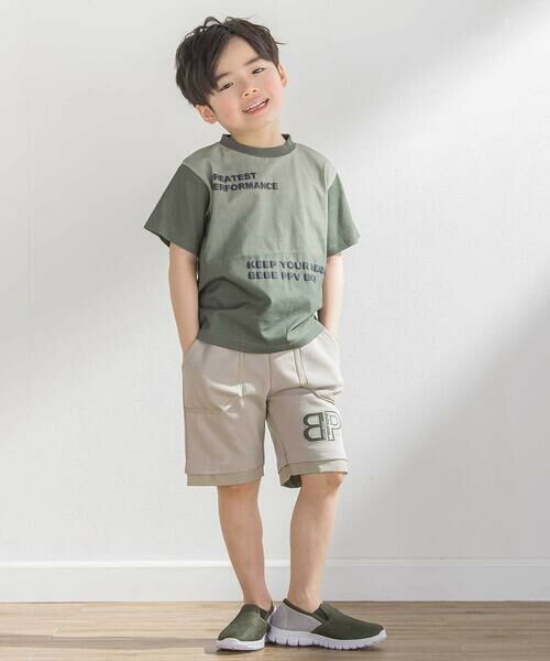 BeBe Petits Pois Vert / ベベ プチ ポワ ヴェール Tシャツ | メッセージプリント切り替え天竺Tシャツ(95~150cm) | 詳細6