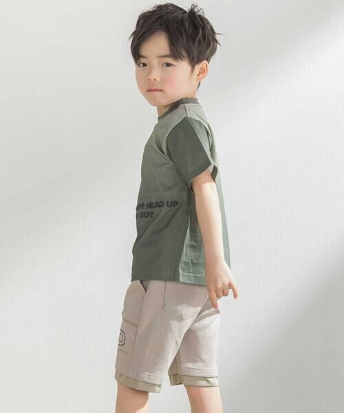 BeBe Petits Pois Vert / ベベ プチ ポワ ヴェール Tシャツ | メッセージプリント切り替え天竺Tシャツ(95~150cm) | 詳細8