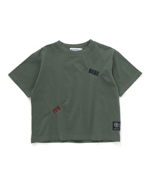 BeBe Petits Pois Vert / ベベ プチ ポワ ヴェール Tシャツ | 文字刺しゅうタック入りTシャツ(95~150cm) | 詳細1