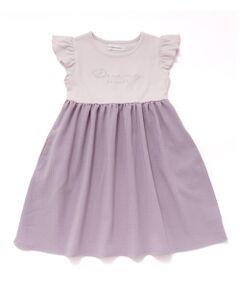 BeBe Petits Pois Vert / ベベ プチ ポワ ヴェール ミニ丈・ひざ丈ワンピース | 【店舗限定】袖フリルドッキングワンピース(95~150cm)