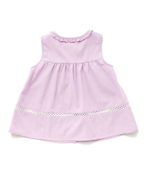BeBe Petits Pois Vert / ベベ プチ ポワ ヴェール セットアップ | 【店舗限定】切り替えレースブラウス＋ショートパンツセットアップ(95~150cm) | 詳細10