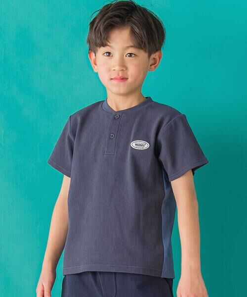 BeBe Petits Pois Vert / ベベ プチ ポワ ヴェール セットアップ | 【店舗限定】ワッフル×天竺ワッペン半袖Tシャツ＋ショートパンツセットアップ(95~150cm) | 詳細19