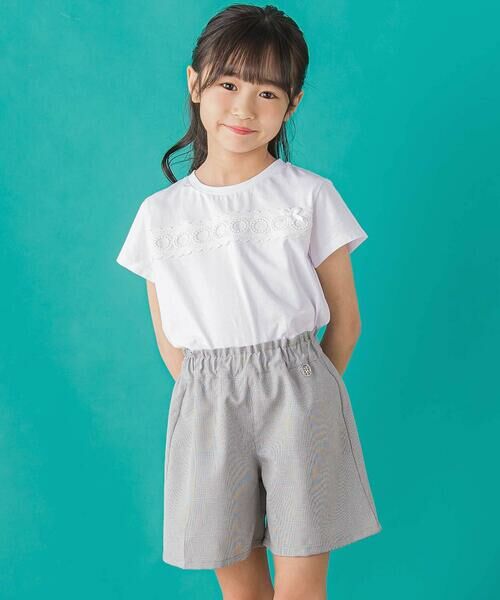 BeBe Petits Pois Vert / ベベ プチ ポワ ヴェール ショート・ハーフ・半端丈パンツ | 【店舗限定】千鳥格子スカラップポケットショートパンツ(95~160cm) | 詳細3