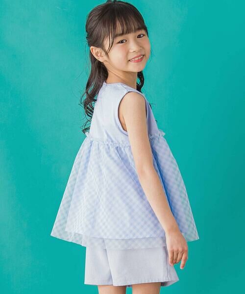 BeBe Petits Pois Vert / ベベ プチ ポワ ヴェール Tシャツ | 【店舗限定】切り替えギンガムチュールノースリーブ(95~150cm) | 詳細4