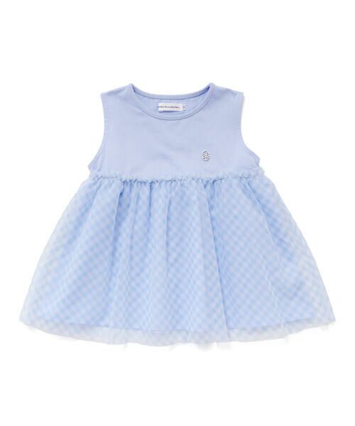 BeBe Petits Pois Vert / ベベ プチ ポワ ヴェール Tシャツ | 【店舗限定】切り替えギンガムチュールノースリーブ(95~150cm) | 詳細5