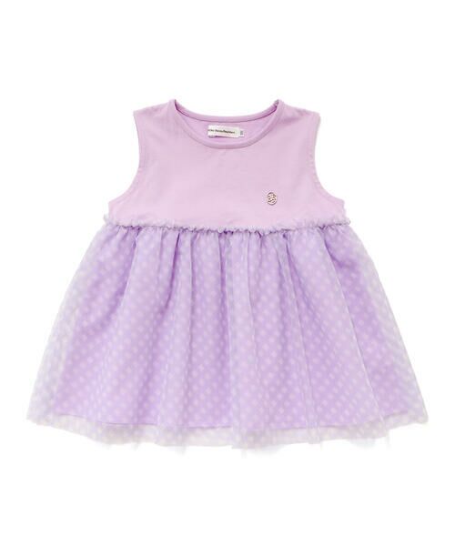 BeBe Petits Pois Vert / ベベ プチ ポワ ヴェール Tシャツ | 【店舗限定】切り替えギンガムチュールノースリーブ(95~150cm) | 詳細7
