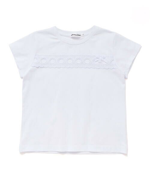 BeBe Petits Pois Vert / ベベ プチ ポワ ヴェール Tシャツ | 【店舗限定】スカラップ丸レーステープ切り替え天竺半袖Tシャツ(95~160cm) | 詳細5