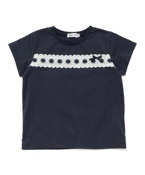 BeBe Petits Pois Vert / ベベ プチ ポワ ヴェール Tシャツ | 【店舗限定】スカラップ丸レーステープ切り替え天竺半袖Tシャツ(95~160cm) | 詳細16