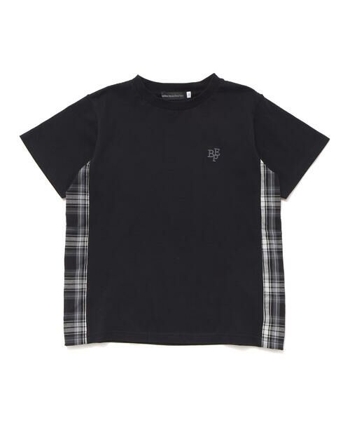 BeBe Petits Pois Vert / ベベ プチ ポワ ヴェール Tシャツ | 【店舗限定】チェック切り替えロゴ刺しゅう天竺Tシャツ(95~150cm) | 詳細5